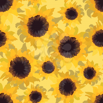 Sunflower abstract flower seamless pattern.