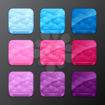 Set of backgrounds with clouds for the app icons.