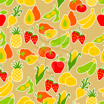 Fruits and vegetables seamless pattern.