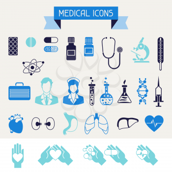 Medical and health care icons set.