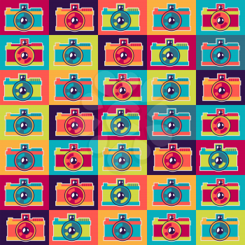 Seamless pattern in retro style with cameras.