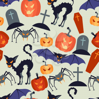 Halloween holiday abstract seamless pattern.