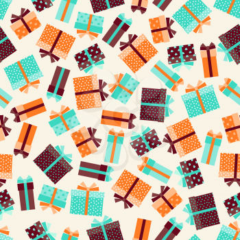 Seamless pattern with gift boxes in retro style.