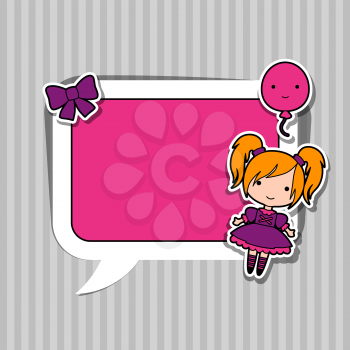 Speech bubble with sticker kawaii doodles.