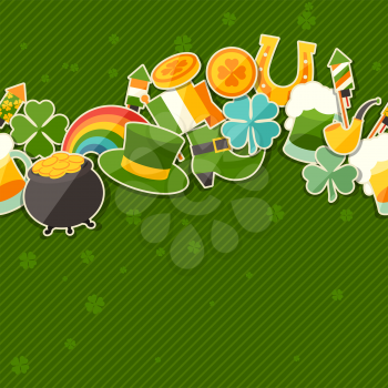 Saint Patrick's Day seamless pattern with stickers.