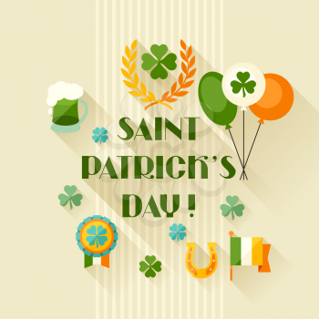 Saint Patrick's Day greeting card in flat design style.