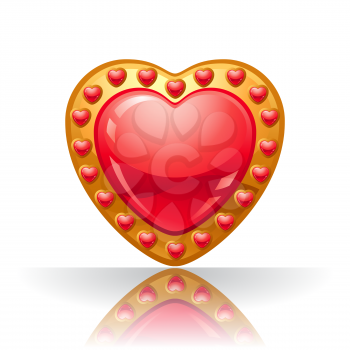 Glossy big red jewelry heart vector illustration.