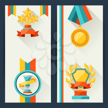 Certificate templates with trophies and awards.