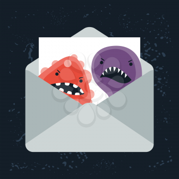 Abstract illustration email spam angry virus infection.