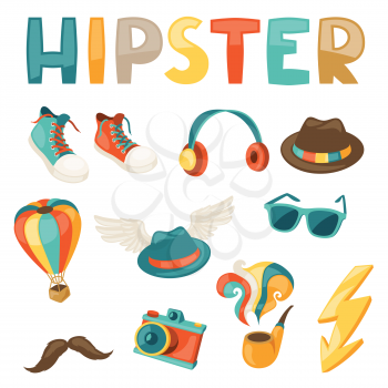 Hipster style elements and objects set.
