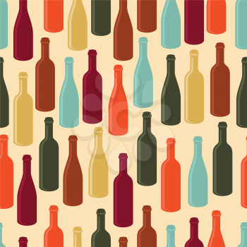 Seamless pattern with wine bottles.