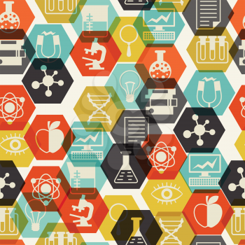 Science seamless pattern in flat design style.