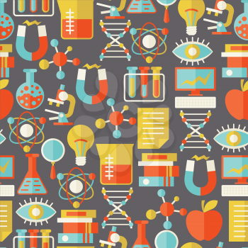 Science seamless pattern in flat design style.