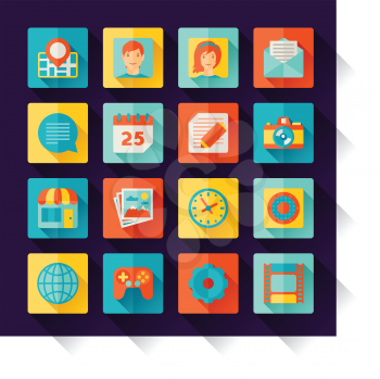 Icons web and mobile applications in flat design style.