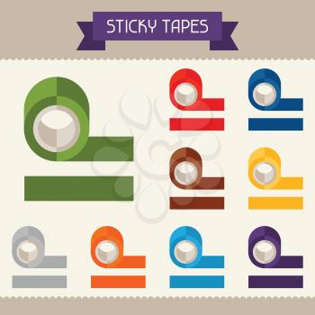 Sticky tapes colored templates for your design in flat style.