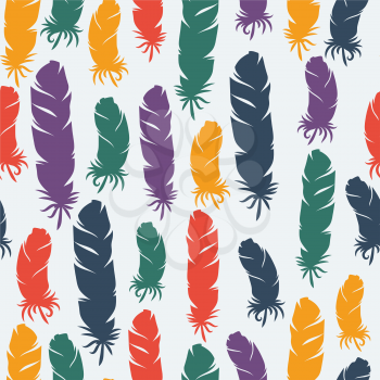 Seamless  pattern with hand drawn bird feathers.