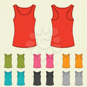 Set of templates colored singlets for women.