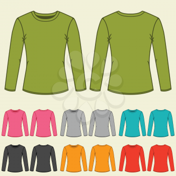 Set of templates colored sweatshirts for women.