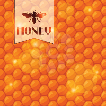 Abstract background with bee honeycombs and honey.