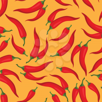Seamless vector pattern with fresh ripe chili peppers.