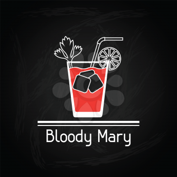 Illustration with glass of bloody mary for menu cover.
