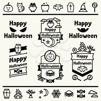 Happy halloween set of badges and icons.