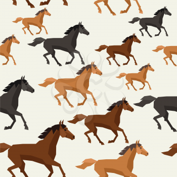 Seamless pattern with horse running in flat style.
