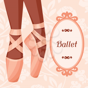 Invitation card to ballet dance show with pointe.