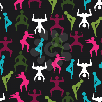 Twerk and booty dance seamless pattern with stylized figures.