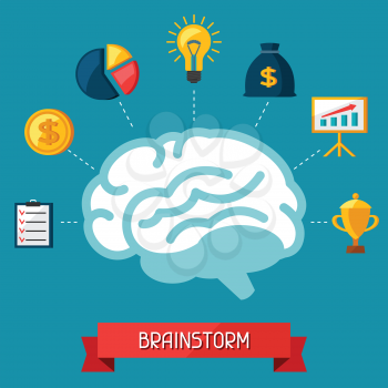 Brainstorm business and finance concept flat illustration.