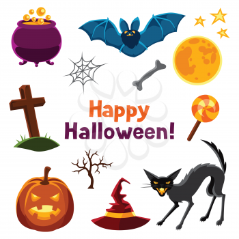 Happy halloween seamless pattern with characters and objects.