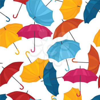 Seamless pattern with colored umbrellas for background design.