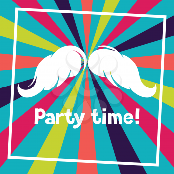 Party time background with hand draw hipster mustache.
