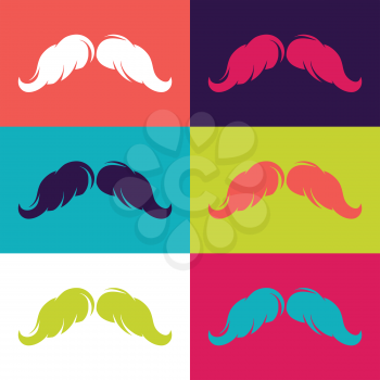 Abstract background with hand draw hipster mustache.
