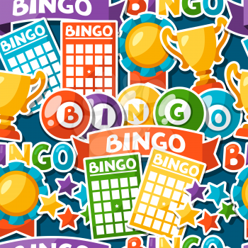 Bingo or lottery game seamless pattern with balls and cards.