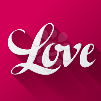 Valentine day background with word love on pink background. Design greeting cards and banners. Concept for wedding invitation.