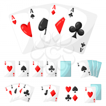 Set of casino gambling aces cards for design.