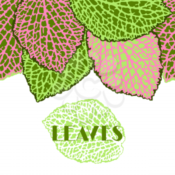 Seamless border with decorative leaves. Natural detailed illustration.