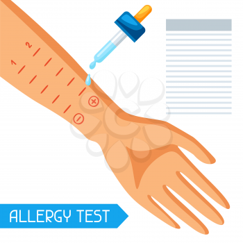 Allergy test. Vector illustration for medical websites advertising medications.