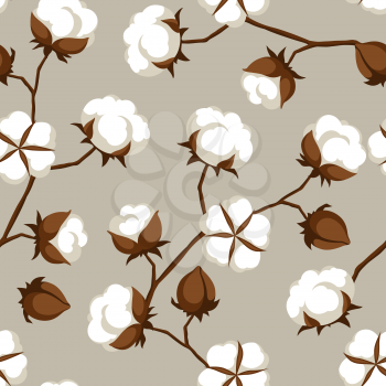 Seamless pattern with cotton bolls and branches.