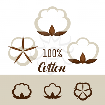 Set of cotton icons. Emblems for clothing and production.