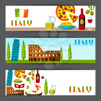 Italy banners design. Italian symbols and objects.