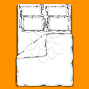 Bed linen template with pillows, duvet cover and sheet.