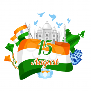 India Independence Day greeting card. Celebration 15 th of August.
