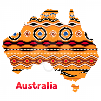 Illustration of Australia map with traditional ornament