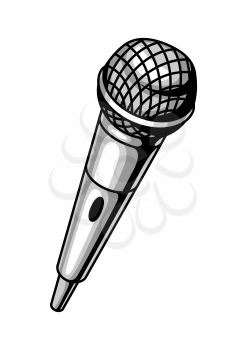 Classical microphone isolated on white background. Illustration in retro style.