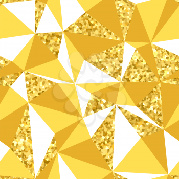 Abstract geometric seamless pattern with goldglitter texture.