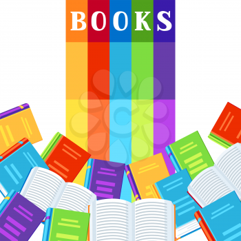 Background with books. Education or bookstore illustration in flat design style.