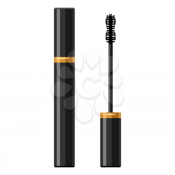 Mascara for make up. Illustration of object on white background in flat design style.