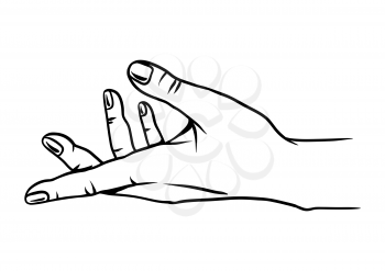 Illustration of human hand. Female palm gesture.